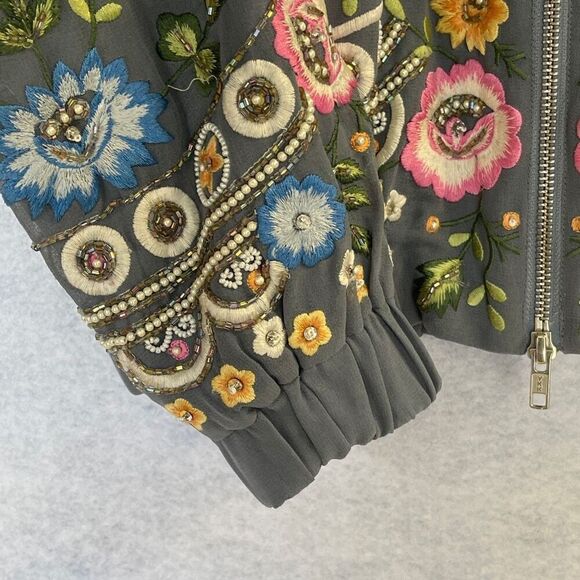 Needle & Thread by Anthropologie beaded embroidered bomber jacket size 6 - Picture 4 of 10